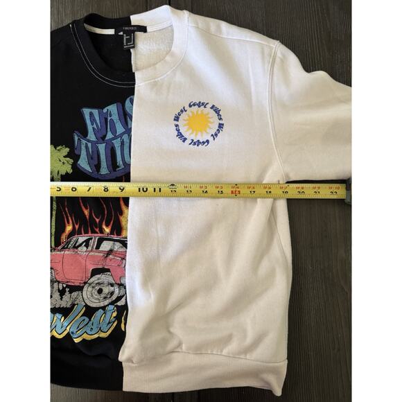 Forever 21 West Coast Vibes Split Graphic Print Sweatshirt Top Streetwear Size M - Picture 5 of 12